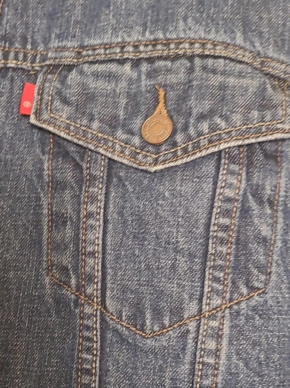 Vtg Levi's 70520 Mens  Sherpa-Lined Denim Jacket - Dark Blue with Cream Collar